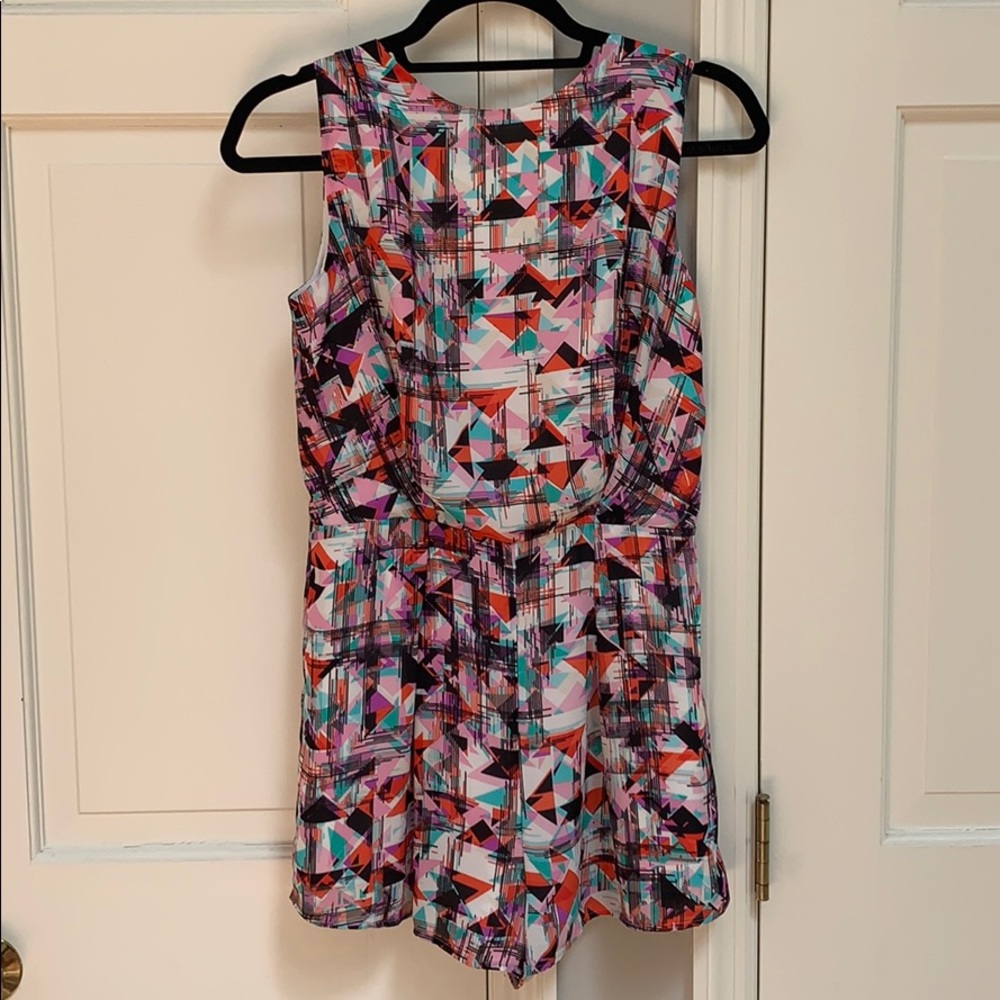 Aqua Crew neck patterned romper